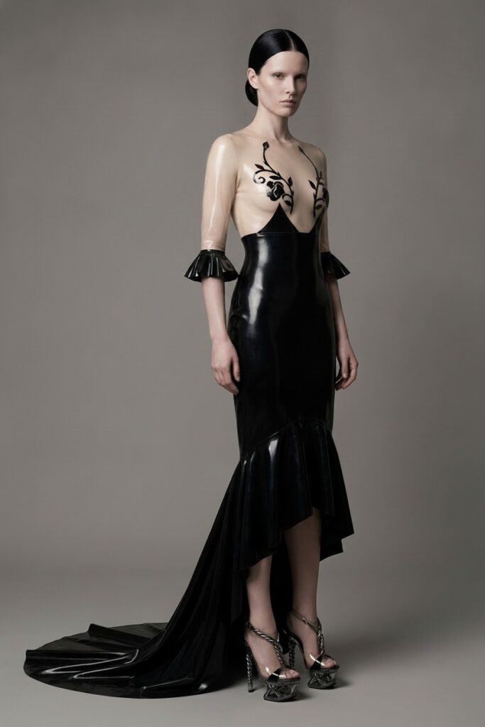 Noir Shapes, latex couture dress by Tanja Bedekovic