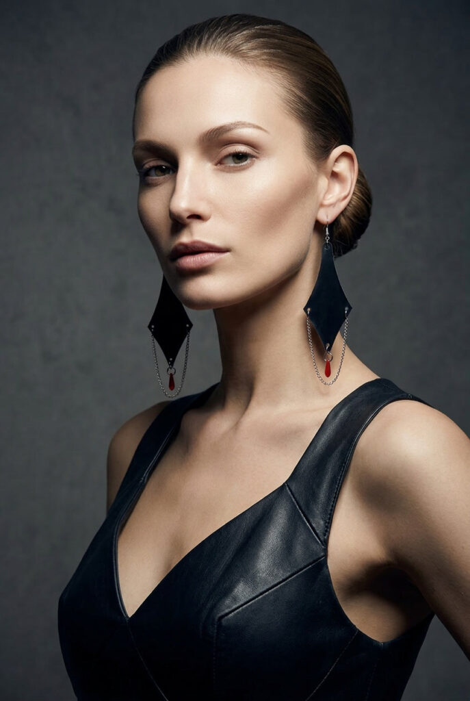 noir shapes adornments, latex earrings by Tanja Bedekovic